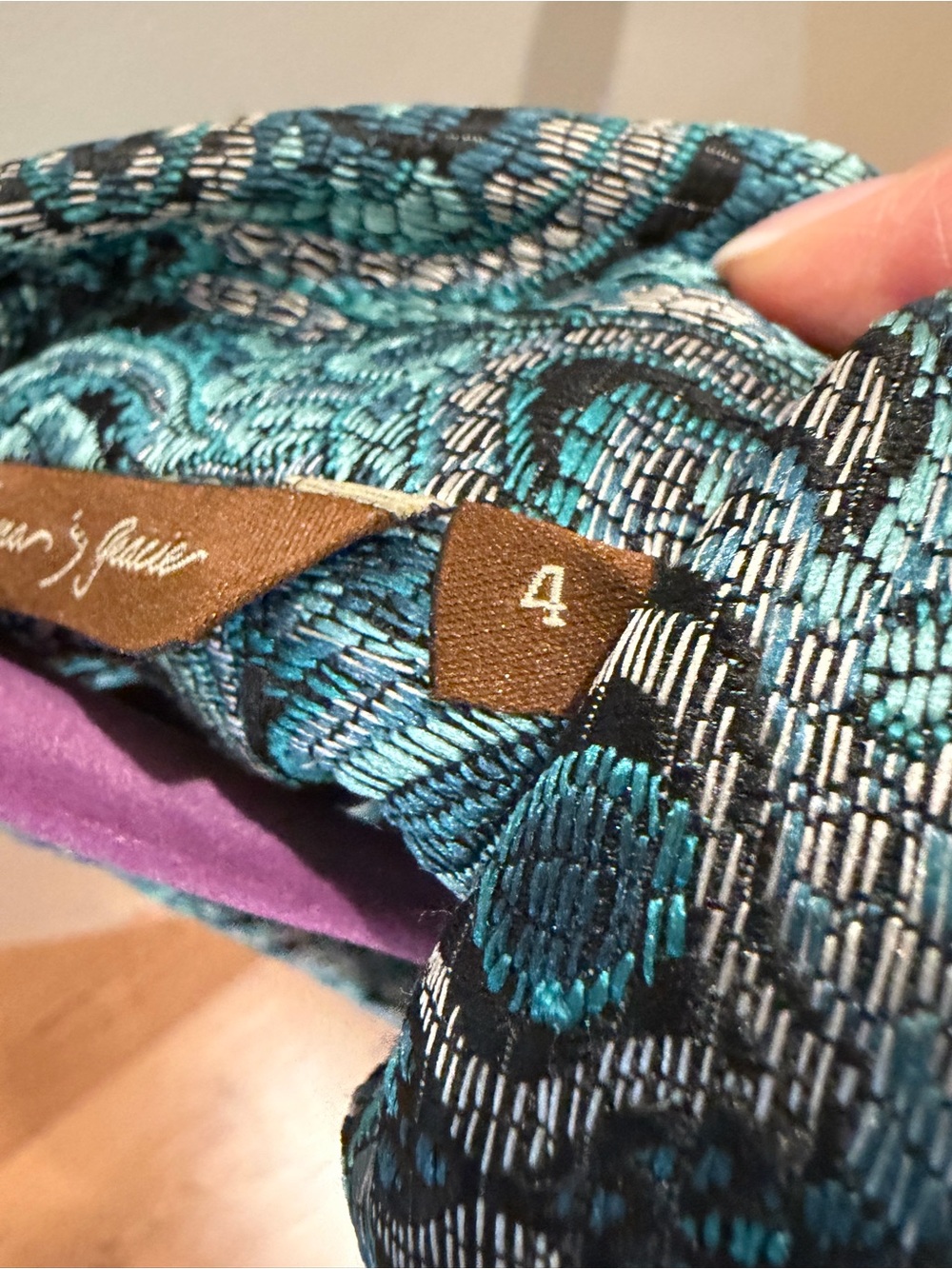 Teal Paisley Quilted Blazer Jacket - Women - Picture 5 of 6